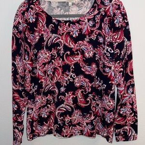 Talbots Black and Red Paisley Blouse